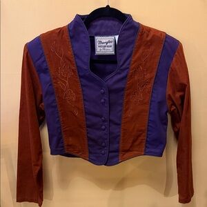 Vintage Wrangler Women's Purple and Brown Floral Blazer